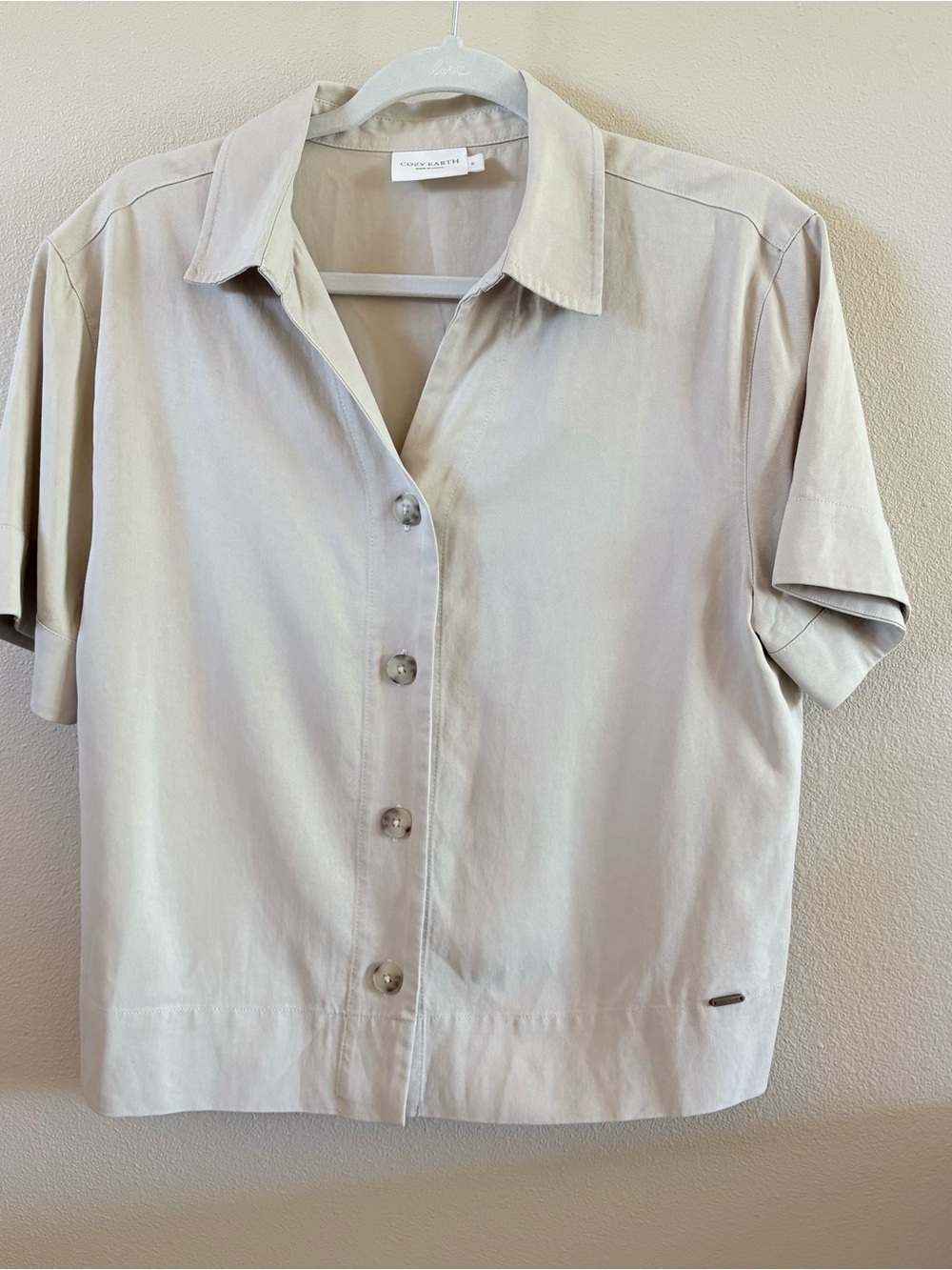 Cozy Earth Collared Shirt In Light Beige